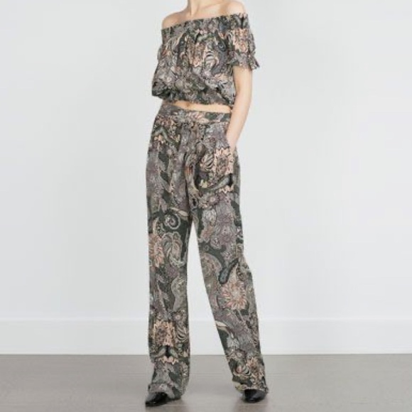 Zara Wide Leg Paisley Print Pants NWOT - Picture 12 of 13